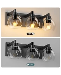Busdays Bathroom Vanity Light,Modern 3-Light Bathroom Lighting Fixtures Over Mirror with Clear Glass Shade and Metal Base