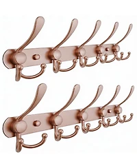 Yigii Heavy Duty Stainless Steel 5-Tri Hook Wall Rack for Coats, Hats, Towels, Purse, Scarfs, Robes