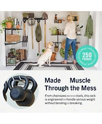 Yigii Wall-Mounted Garden Tool Rack - 4 Hooks, Heavy-Duty Steel, 250lb Capacity