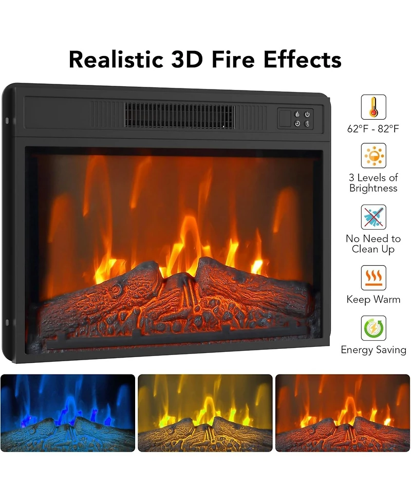 gaomon Electric Fireplace Tv Stand for Tvs Up to 58 in, Farmhouse 23 in Remote Control Fireplace Entertainment Center, Wood