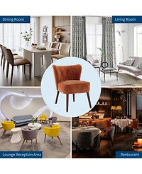 gaomon Mid-Century Modern Tufted Fabric Accent Chair, Armless Lounge Chair with Solid Wood Legs for Living Room