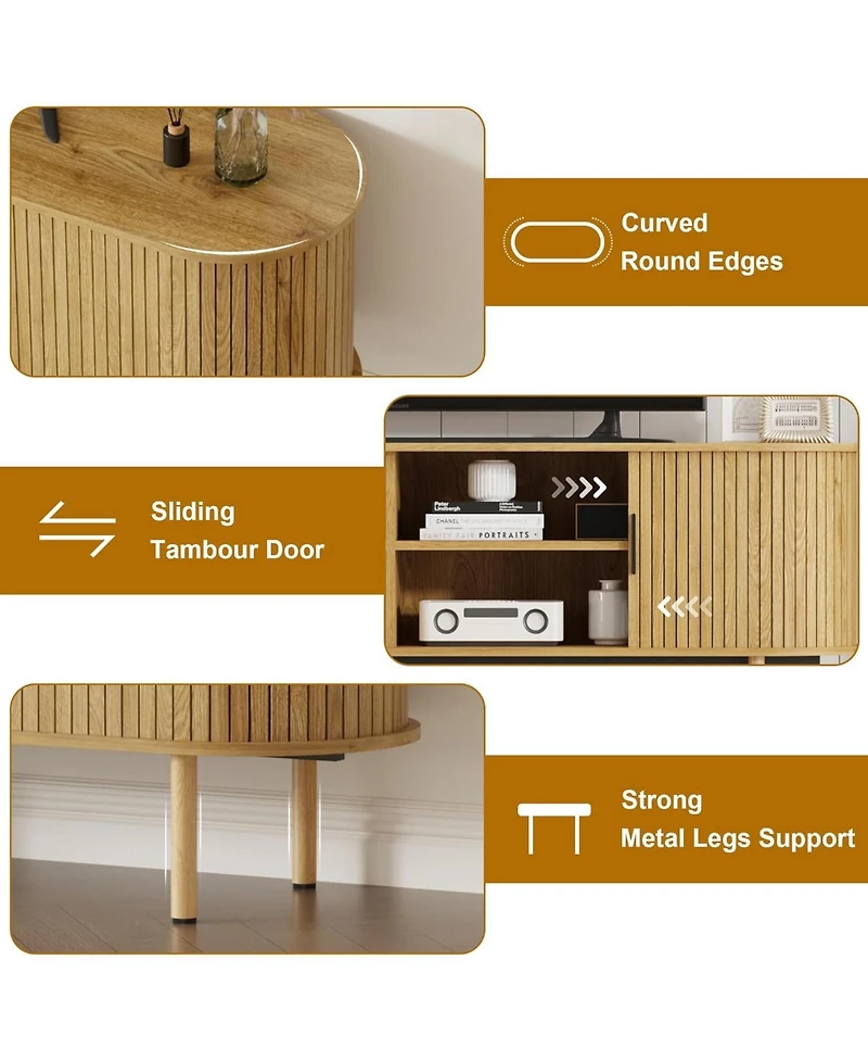 gaomon Tv Stand, Modern Tv Console Table with Storage Compartment and Sliding Door
