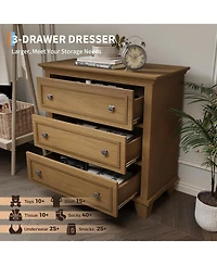 gaomon 3 Drawer Dresser, Wooden Storage Chest of Drawers with Exquisite Metal Handles, Small Cabinet, Modern Design Dresser