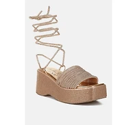 Swifties Rhinestone Embellished Lace-Up Sandals