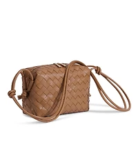 Furniq Uk Women's Tan Woven Leather Crossbody Bag