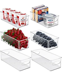 Sorbus 6 Pack Narrow Stackable Clear Storage Bins with Handles- for Kitchen Pantry, Freezer & Fridge Organization