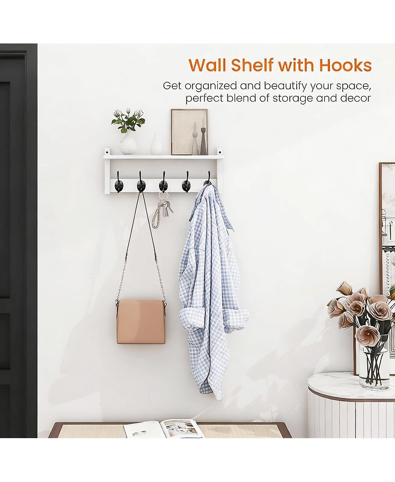 Yigii Elegant Wall Hook with Shelf - Stylish Storage for Coats, Hats, Bags - Durable Design