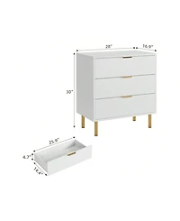 gaomon 3-Drawer Wood Dresser Chest, Large Modern Nightstand Storage Organizer for Bedroom Clothes