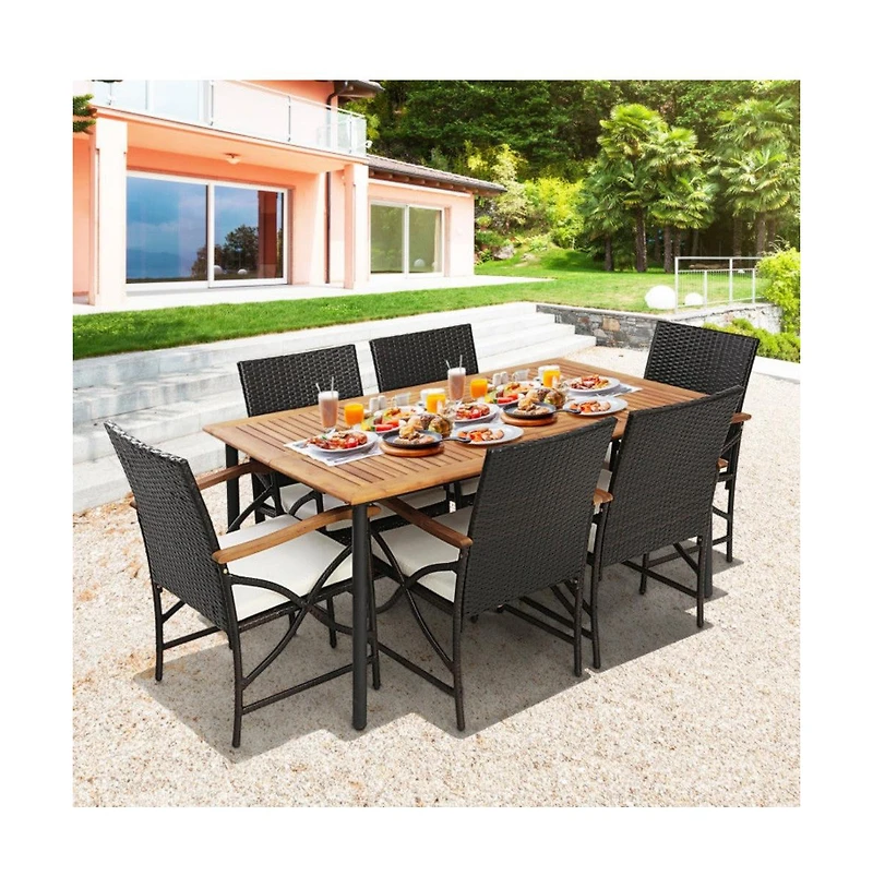 Mondawe Outdoor Dining Set with Acacia Wood Table