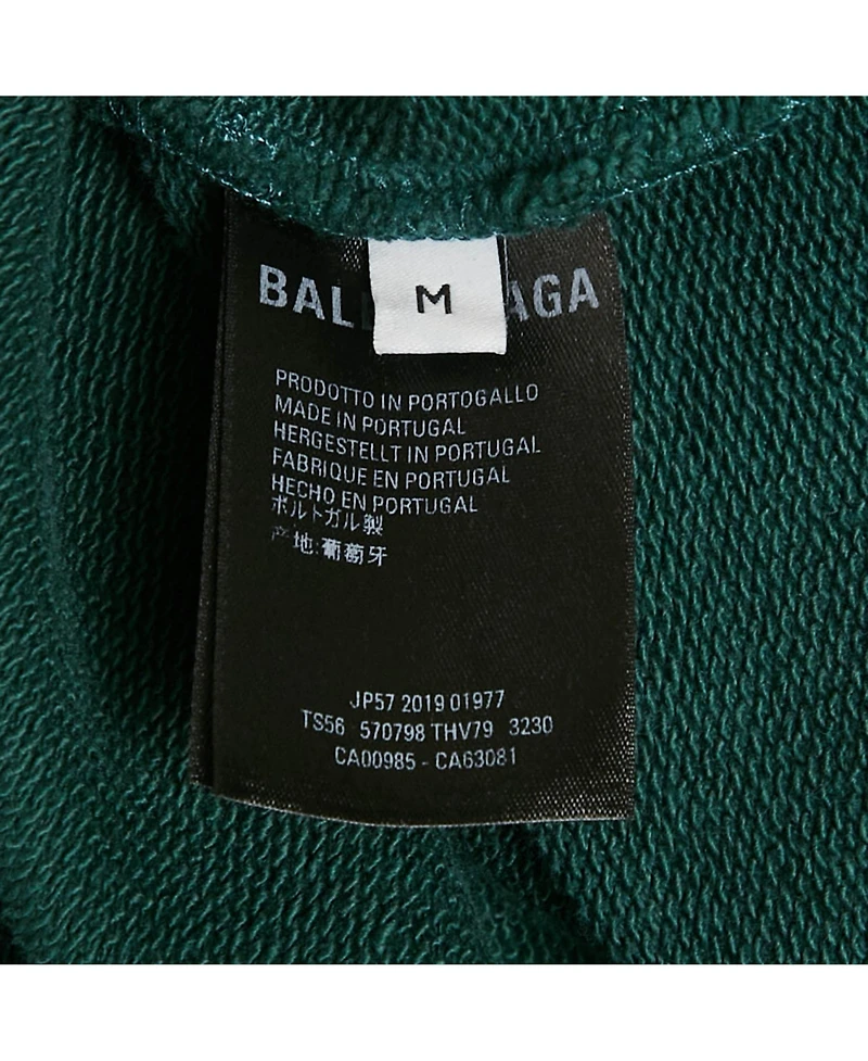 Pre-Owned Balenciaga Men's Green Logo Print Cotton Knit Hoodie