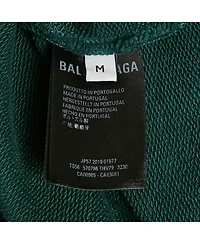 Pre-Owned Balenciaga Men's Green Logo Print Cotton Knit Hoodie