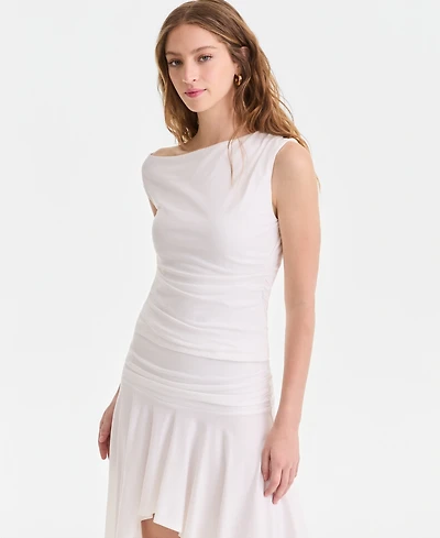 Bar Iii Women's Ruched Boat-Neck Top, Macy's Exclusive
