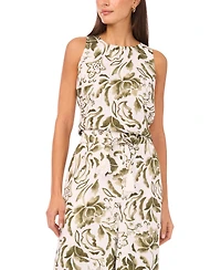 Vince Camuto Women's Woven Crew Neck Tank Top