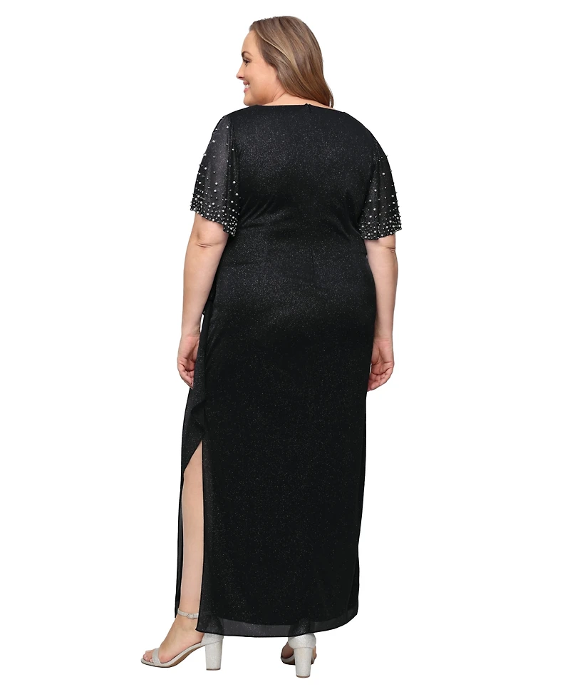 Alex Evenings Plus Long Empire Waist V-Neck Gown