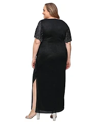 Alex Evenings Plus Long Empire Waist V-Neck Gown