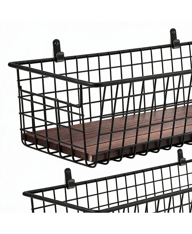 Yigii 2 Pack Metal Wire Wall Baskets with Handles for Home Decor
