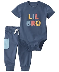 Carter's Baby Boys' Lil Bro' Short-Sleeve Bodysuit & Pants, 2-Piece Set