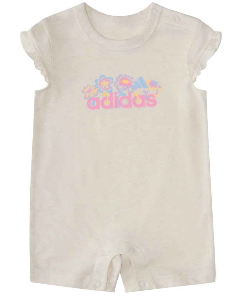 adidas Baby Girls' Graphic Short-Sleeve Heather Romper