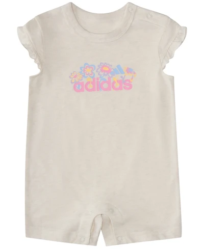 adidas Baby Girls' Graphic Short-Sleeve Heather Romper