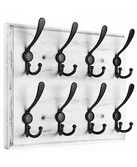 Yigii Wooden Wall Coat Rack for 8 Hooks - Pine & Zinc Alloy