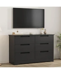 gaomon 6 Drawer Dresser for Bedroom, Gray Modern Double Organizer with Embedded Handles Design, Wooden Chest of Drawers Living Room