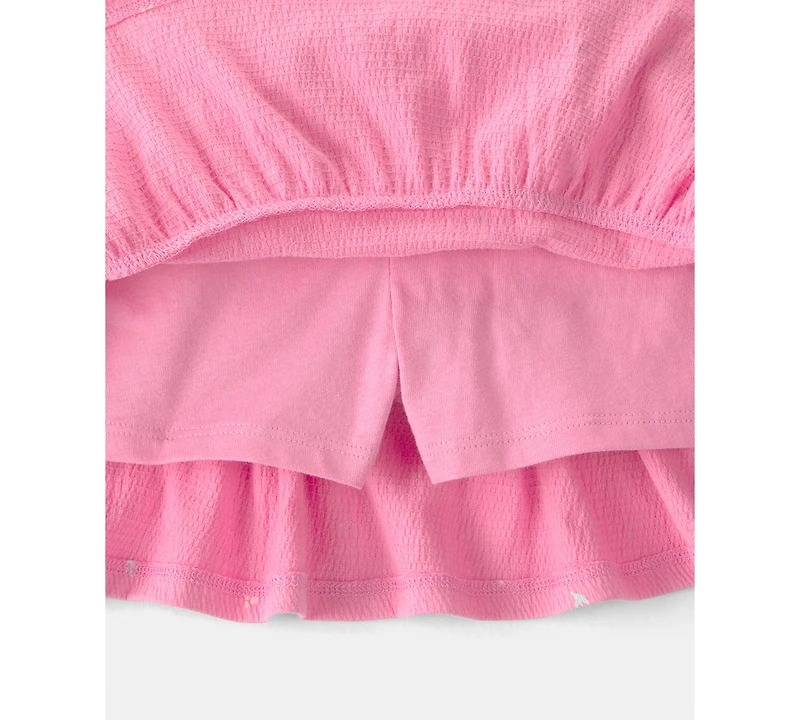 Carter's Girls' Toddler 2T-5T Floral Short-Sleeve Top and Skort, 2-Piece Set