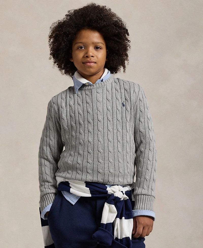 Polo Ralph Lauren Big Boys Cable- Knit Crewneck Sweater
