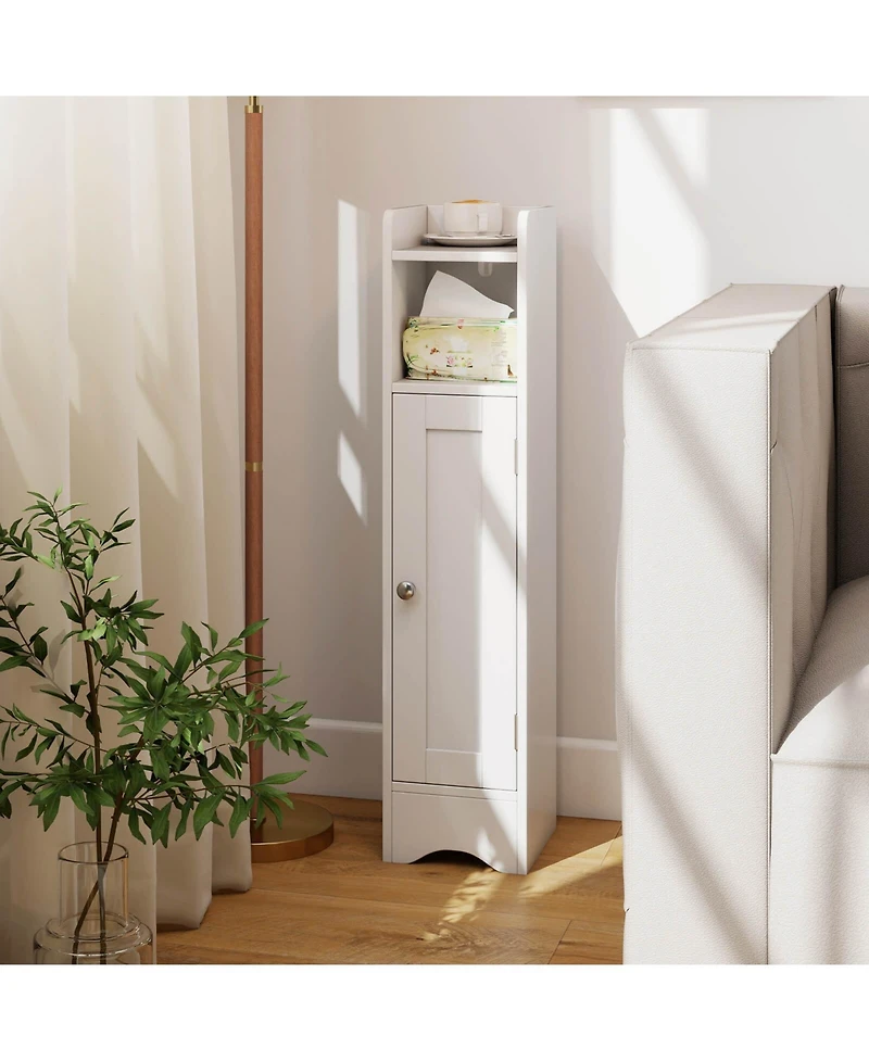 Costway Bathroom Storage Cabinet with Door Toilet Paper Holder Stand for Small Spaces