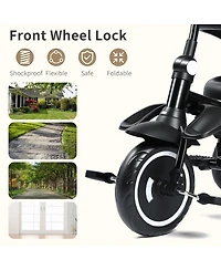 Kinder King 7-in-1 Toddler Tricycle Stroller with Adjustable Handle, Rotating Seat & Canopy