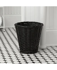 Household Essentials Wicker Waste Basket, Willow Weave Painted Black