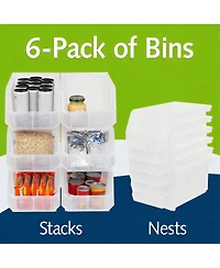 Yigii Large Stackable Storage Bins for Organizing Cabinets, Pantry, Closet, Garage, and Office 6-Pack