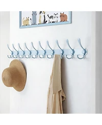 Yigii Heavy Duty 38" Blue Coat Rack with 10 Tri-hooks for Mudroom