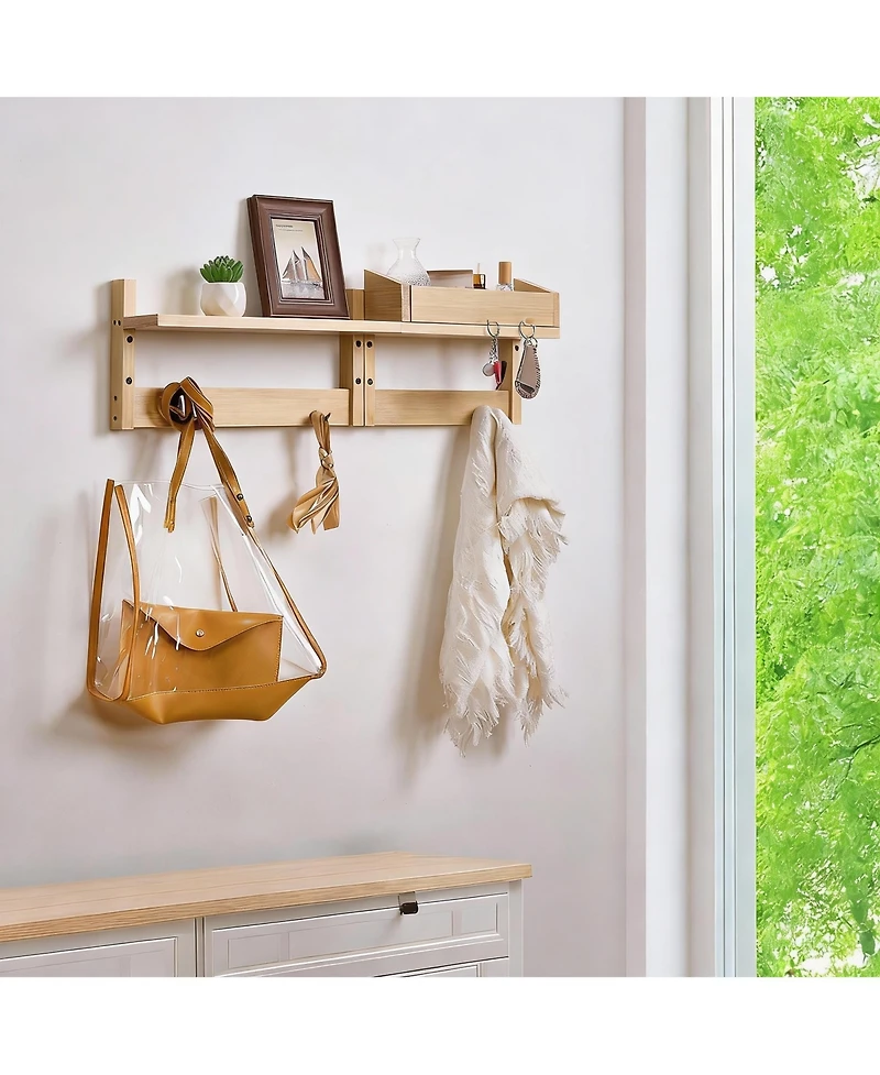 Yigii Wall Mounted Coat Rack with Hooks and Shelf for Entryway