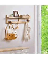 Yigii Wall Mounted Coat Rack with Hooks and Shelf for Entryway
