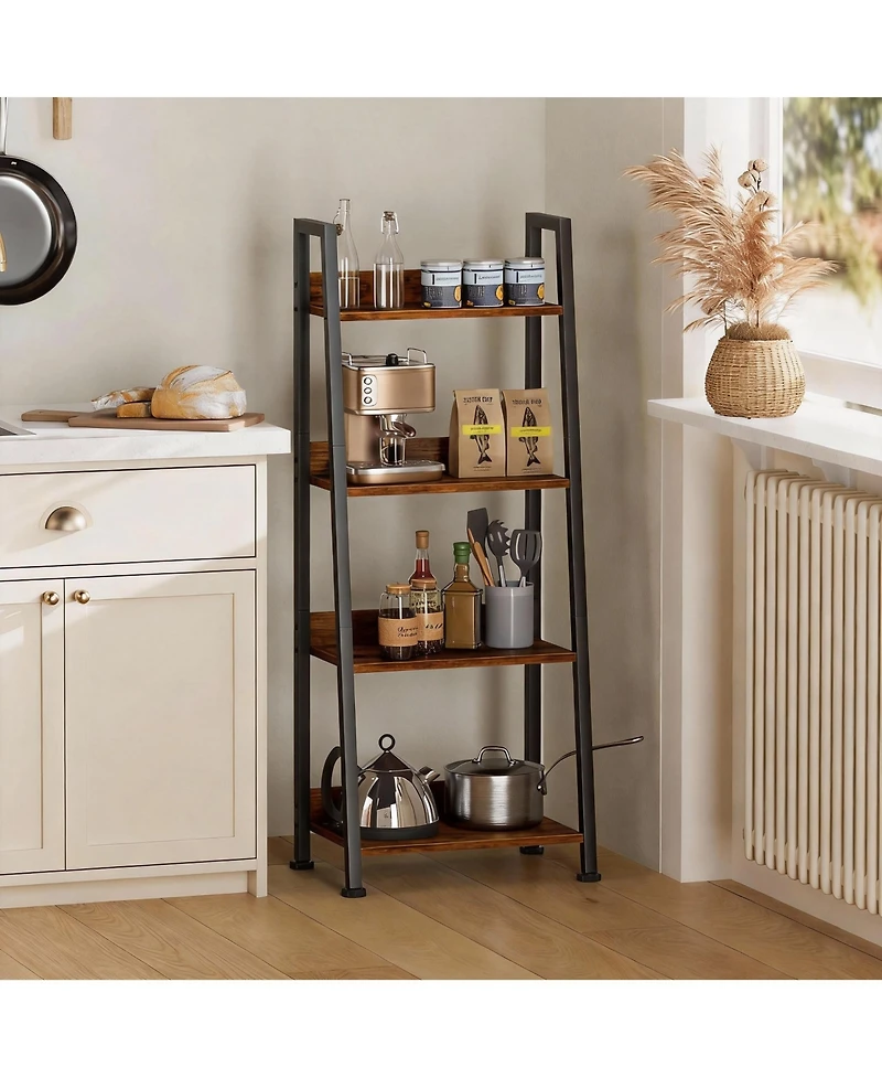 Yigii Arched Metal Bookshelf for Home Office and Living Room - 5 Shelves, Rustic Brown