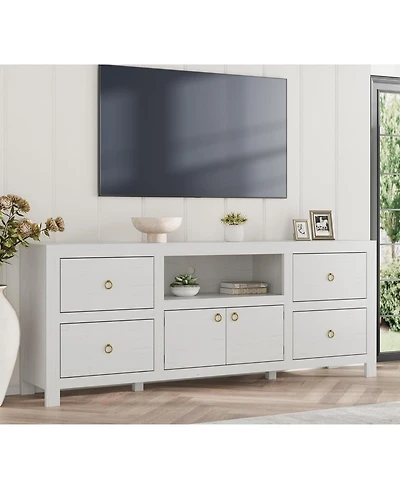 gaomon Tv Entertainment Center with Storage, 6 Drawers, Farmhouse Stand for TVs Up to 80", Media Console Stands