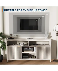 gaomon Fluted Tv Stand for 65 Tv, Mid Century Modern Entertainment Enter with Storage, Living Room/Bedroom