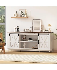 gaomon 66" Farmhouse Home Tv Stand for Up to 75" Television, Entertainment Center with Storage & Adjustable Shelf