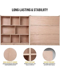 Gaomon 8-Section Classroom Storage Locker with Easy-to-Clean Surface, 4 Casters and 2 Compartments for Home or School