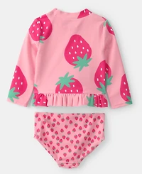 Carter's Baby Girls' Strawberry Rashguard Swimsuit, 2-Piece Set