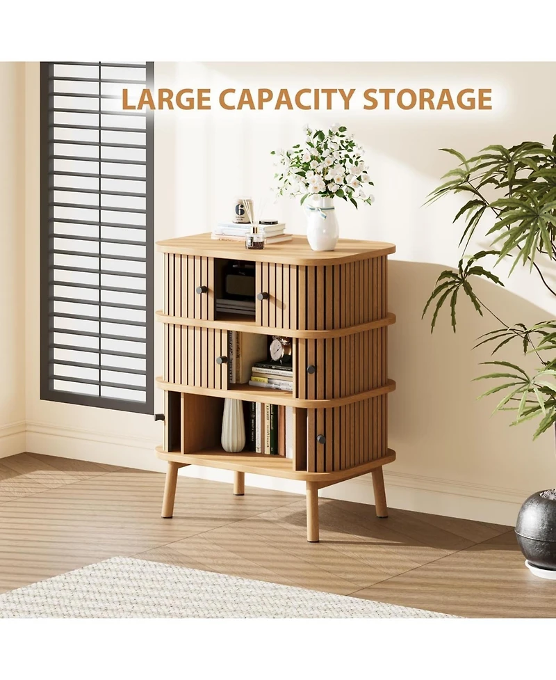 gaomon 3 Drawer Dresser, Chest of Drawers for Bedroom, Mid Century Modern Nightstand, Spacious Storage Wicker Dresser