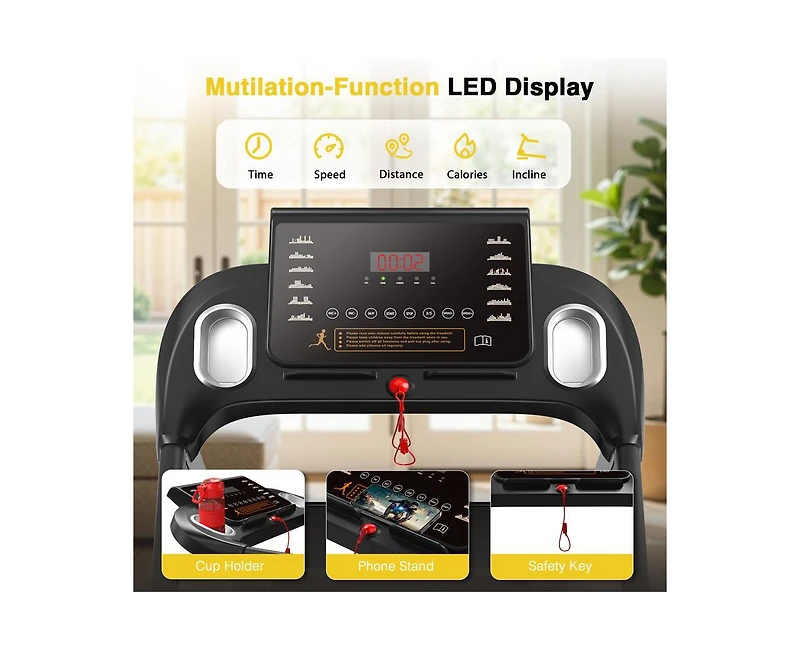 Redliro Foldable Treadmill with Auto Incline, 2.5HP Walking Treadmill for Home, 15% Incline Treadmill with Handles, 300 lbs Capacity