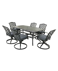 Mondawe 6 - Person 68" Long Aluminum Dining Set,6 Swivel Rocker Chairs &1 Rectangular Table