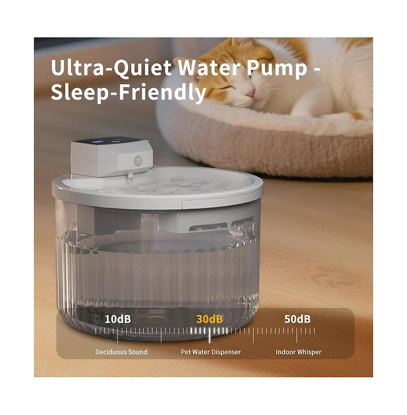 Aostirmotor Touch-Free Automatic Pet Waterer, 2L Smart Sensor Fountain with Continuous Fresh Water for Cats, White