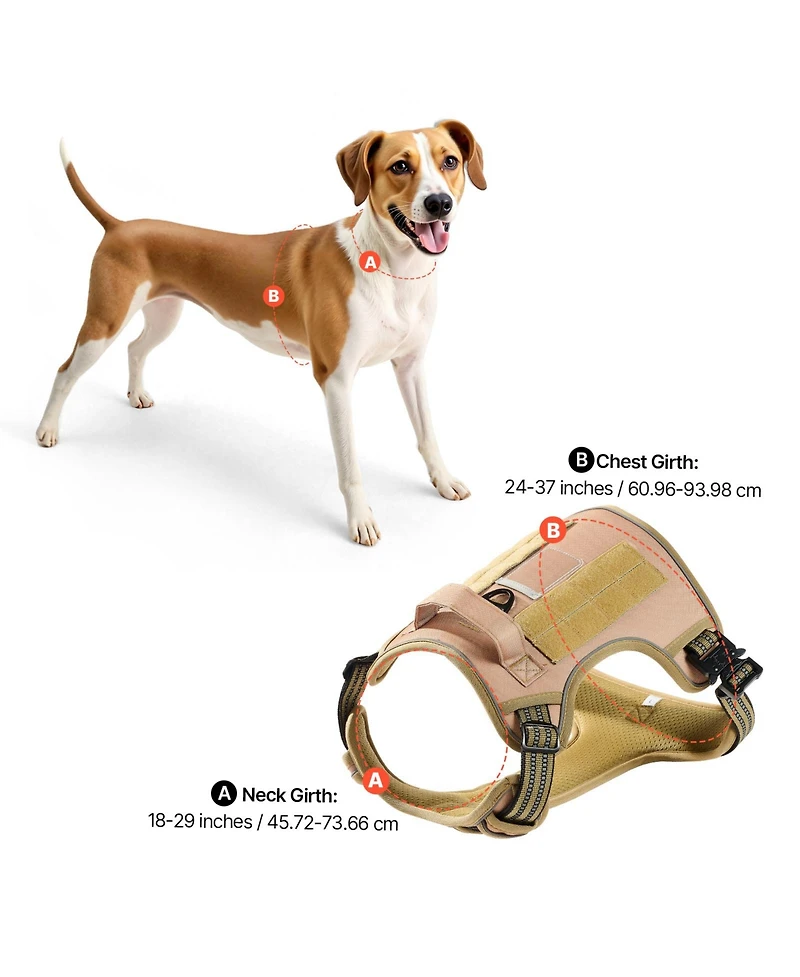 Aostirmotor Tactical Dog Harness for Large Dogs, No-Pull Adjustable Pet Vest with Handle & Leash
