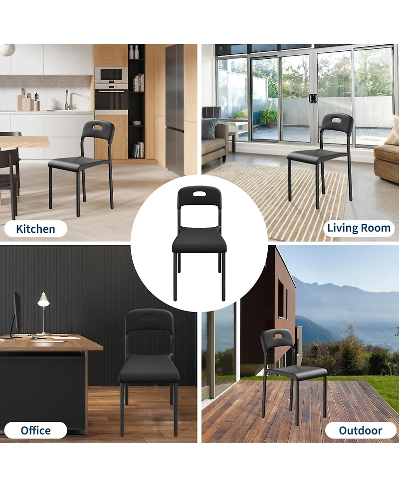 gaomon Stackable Plastic Dining Chairs with Metal Legs