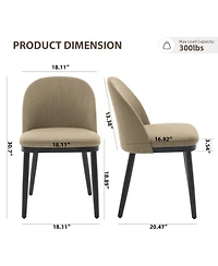 gaomon Set of 2 Modern Fabric Upholstered Dining Chairs, Curved Back Kitchen Side Seating with Solid Wood Legs