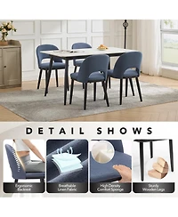 gaomon Set of 2 Modern Fabric Upholstered Dining Chairs, Curved Back Kitchen Side Seating with Solid Wood Legs