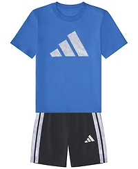 adidas Boys 2T-7 Short-Sleeve T-Shirt and Shorts, 2-Piece Set