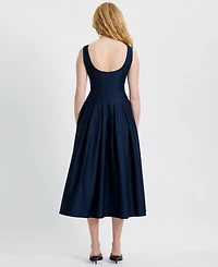 French Connection Women's Satin Fit And Flare Scoop Neck Midi Dress